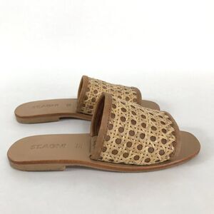 St. Agni Hennie Rattan Slide Women's Size EU 35 / US 4-4.5 Leather Summer Boho